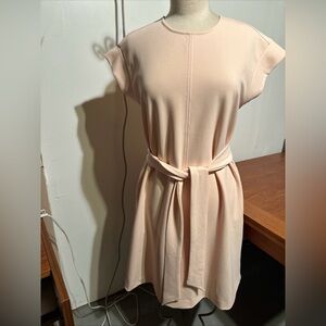 Dress A-line Belt Short Sleeve Cream Pockets Belt By Zoe And Claire Size M